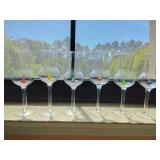 Set of six mouth-blown crystal grappa glasses with different glass fruits inside, the Steinnacher Riserva collection.