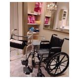 Drive Medical Silver Sport 1 Wheelchair with Full Arms and Swing away Removable Footrest. Two-wheeled mobility walker with a storage bag. Portable bedside commode chair 3-in-1 design that can function