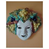 Fun Vintage Italian Majolica Bacchus Wall Hanging   8 1/2" x 7 1/2".