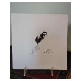 Khosrow Salehi, Black Rooster, White Hen, signed, numbered. 6 3/4" x 6 3/4"