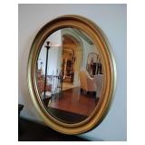 Oval Mirror Gold Frame 23 3/4" T x 19 3/4" W.