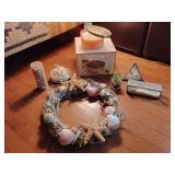 Shell art, bags of shells, 3 wick scented soy candle "Desert Bloom"