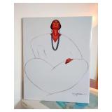 Ceramic art tile "Proud Lady" by Native American artist R.C. Gorman. 8" x 10". Book listed in separate lot.