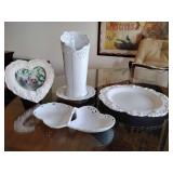 White Porcelain. Vase is 10 1/2" T.