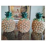 3 Classic Pineapple Canisters/Cookie Jars 9 1/2" T.