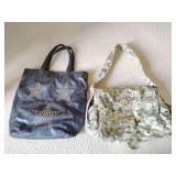 Patricia Nash leather bag, has small tears and a Gap floral camo messenger bag, some stains on closure.