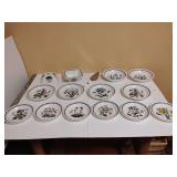 Portmeirion Botanic Garden Fabulous Collection luncheon dishes & cake slice, 15 pieces.