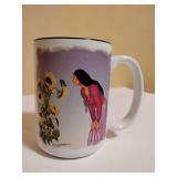 Vintage ceramic mug features artwork by  Navajo artist R.C. Gorman.