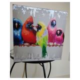 Makardinali by Olivia Salazar, canvas wrapped frame, unique metallic border, 10" x 10".