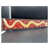 Authentic and original Mose T Folk Art White/Yellow Snake with signature soda can tab hanger…..26 x 5