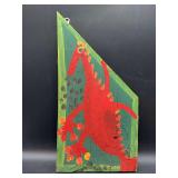 Authentic and original Mose T Folk Art Red Tiko Bird with signature soda can tab hanger…..9-1/4 x 18-1/4