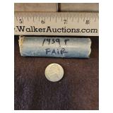 1939-P Jefferson Nickles Rolled(NOT Full Roll) FAIR...