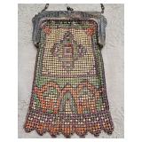 Antique Art Deco enamel mesh purse. Whiting & Davis (?) 4x6.5 in tall