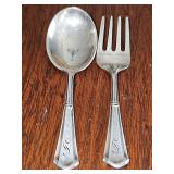 Sterling toddler fork and spoon. Engraved. 27.0 grams.