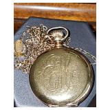 Antique Elgin 7 jewel, size 0s pendant watch with 14K gold filled case on 48 in watch fob chain. See all photos.