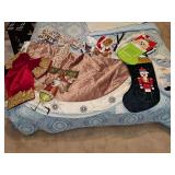 Velvet Christmas tree skirt, three stockings, two small teddy bears, metal wall hanging, and more. See all photos.