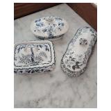 Three pieces of vintage/antique transfer wear covered boxes