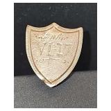 Gold color antique pin. Unmarked and non reactive to magnet. .75 in tall  1.35 grams