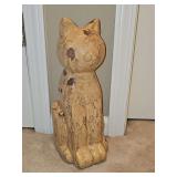 Pottery cat. 15 in tall. Has mfg defect as shown.