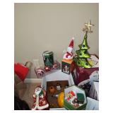 Christmas and Halloween decor. Ceramic Christmas tree, Santa