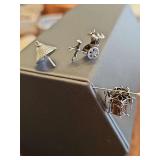 Asian charms. Umbrella, lantern, rickshaw. No markings.