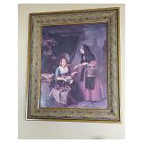 Ornately framed Market Seller print on canvas. 21x24 in tall.