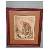 Framed antique print "The Rabbit" by German painter Hermann Kaulbach. see her photos. 13.5x15.5 in tall