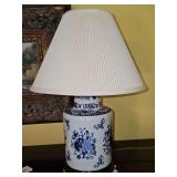 Lovely blue transferware lamp. 19 in tall