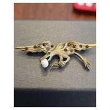 Vintage/antique griffin brooch. 2 in wide. See note for more info.