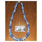 Madame Blue beaded necklace. Handmade in Holland. 22 in long