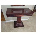 Beautiful antique Empire mahogany game table. 34x17x30 inches tall when folded. Contents NOT included.