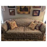 Lovely Camelback sofa with four pillows in like-new condition. 82 x32 x32 in tall. Seat height 18 in.