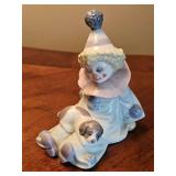 Lladró porcelain figurine titled "Pierrot with Puppy". 4.25 in tall.