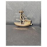 14K yellow gold Chinese Junk Boat pendant or charm.