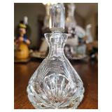 Czech cut glass perfume bottle. Stopper is broken but piece is in bottle. 4.5 in tall.
