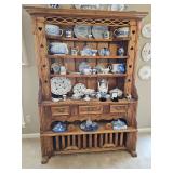 Antique reclaimed wood finish china hutch. 50x18.5X 71.25 in tall. Contents NOT included.