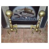 Brass andirons. 17 in tall