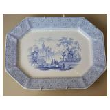 Antique William Adams Persia Pattern Blue & White Transferware Tray. 15.5x12 in