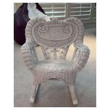 Vintage Victorian Child’s White Wicker Rocking Chair…..20 x 12-1/2 x 13 tall to seat (24 tall overall)