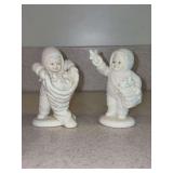Set of (2) Dept. 56 Snowbabies “With Hugs & Kisses” porcelain figurines in original display box - 4-1/4” tall
