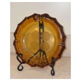 Vintsge (50s/60s) Fostoria amber coin glass ashtray…..7-1/2”D x 1–/4” tall
