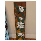 Stained glass panel depicting magnolia blooms design…..12w x 48 tall
