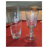 (2) crystal trophy vases commemorating the 1996 and 2002 TPC Southwind Sawgrass Runner-Up and Member-Guest Flight Runner-Up - 9-1/2 & 10” tall