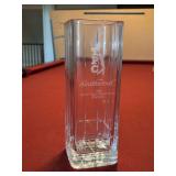 Gorgeous Lead Crystal Vase with Square Bottom Design - etched with Southwind 1996 Senior Club Champion - 10” tall