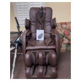 SLAB-1 Brown Leather Massage Chair in working condition and with User’s Manual…..28 x 20 x 19-1/2 tall to seat (46 tall overall)