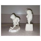 (2) Dept. 56 Snowbabies - left is “Shoot For The Goal” and stands 4-1/2” tall - right is “The Littlest Angel” and stands 5-1/2” tall - NO BOXES