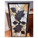 Stained glass panel depicting grapevine design…..23-3/4 x 47-1/4…..has slight bowing