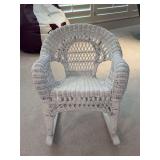 Vintage Child’s Size White Wicker Rocking Chair…..19 x 11-3/4 x 13 tall to seat (22 tall overall)