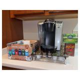 Keurig Platinum B70 (also known as the K75) single-serve coffee brewing system with lots of extra cups (all in date - some late 2026 and others 2027) and stand with pull out drawer