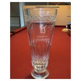 Beautiful footed crystal vase used as the 1996 TPC Southwind Team Championship Trophy - etched with related info - 13-3/4” tall